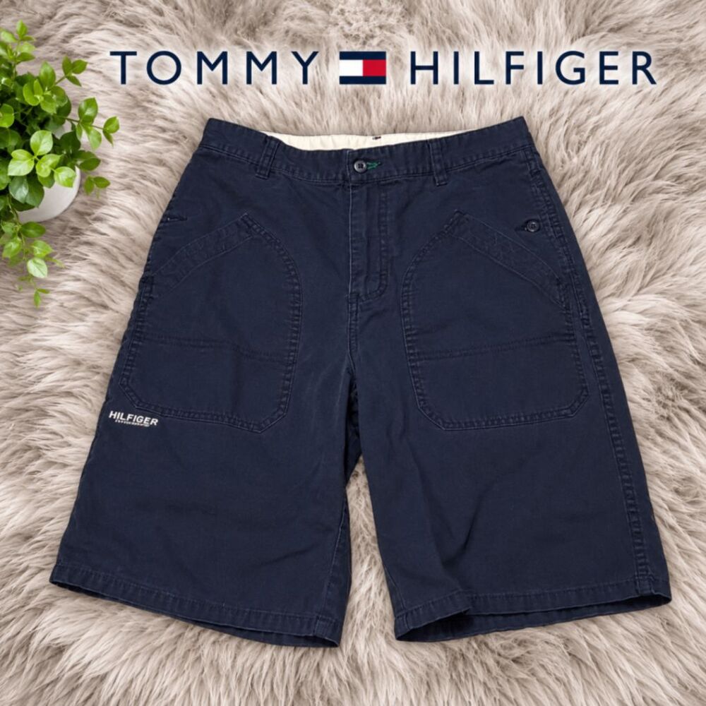 Tommy Hilfiger Boys Size 18 Navy Blue Flat Front Cotton Cargo Shorts